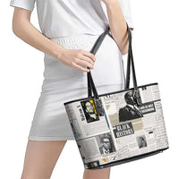 Civil Rights Leaders Leather Tote Bag Newspaper Print Style - Wonder Print Shop