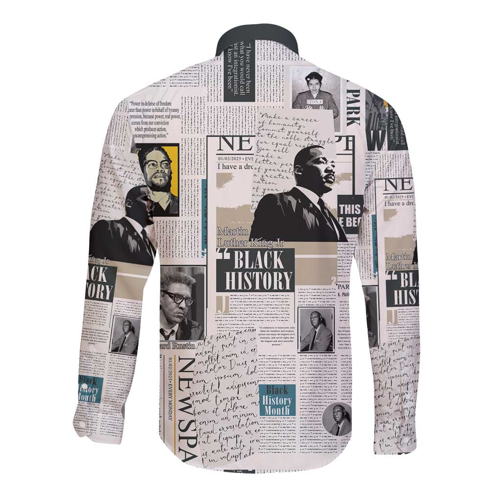 Civil Rights Leaders Long Sleeve Button Shirt Newspaper Print Style - Wonder Print Shop