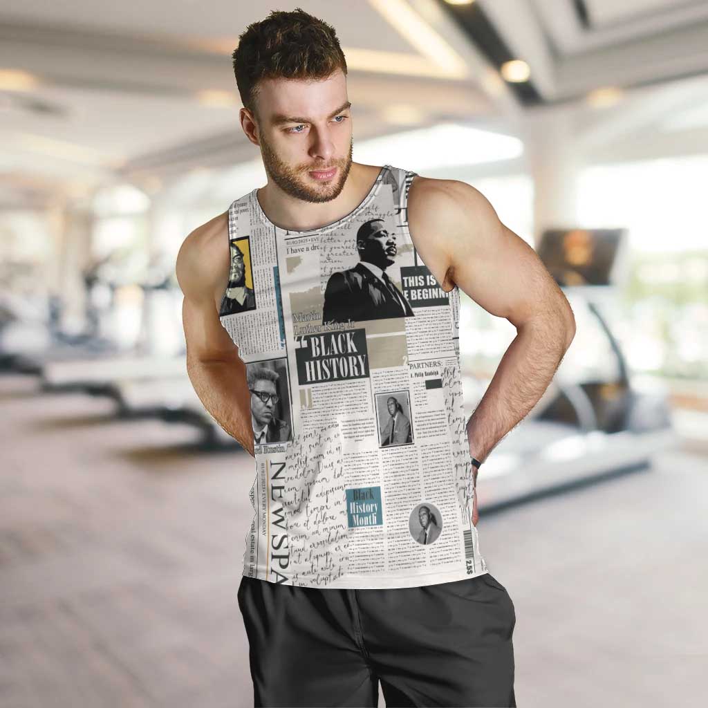 Civil Rights Leaders Men Tank Top Newspaper Print Style - Wonder Print Shop