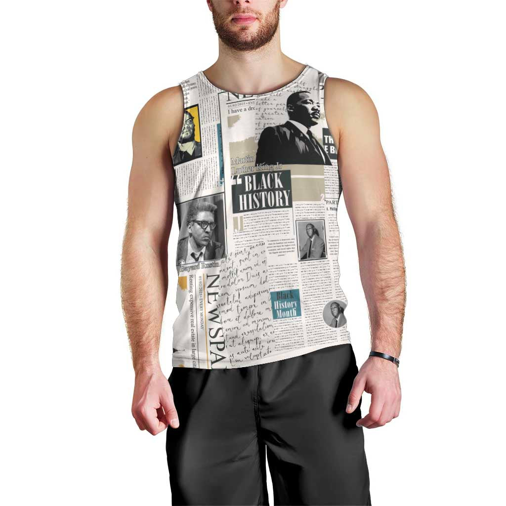 Civil Rights Leaders Men Tank Top Newspaper Print Style - Wonder Print Shop
