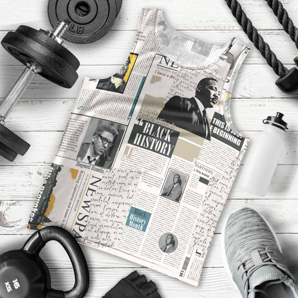 Civil Rights Leaders Men Tank Top Newspaper Print Style - Wonder Print Shop