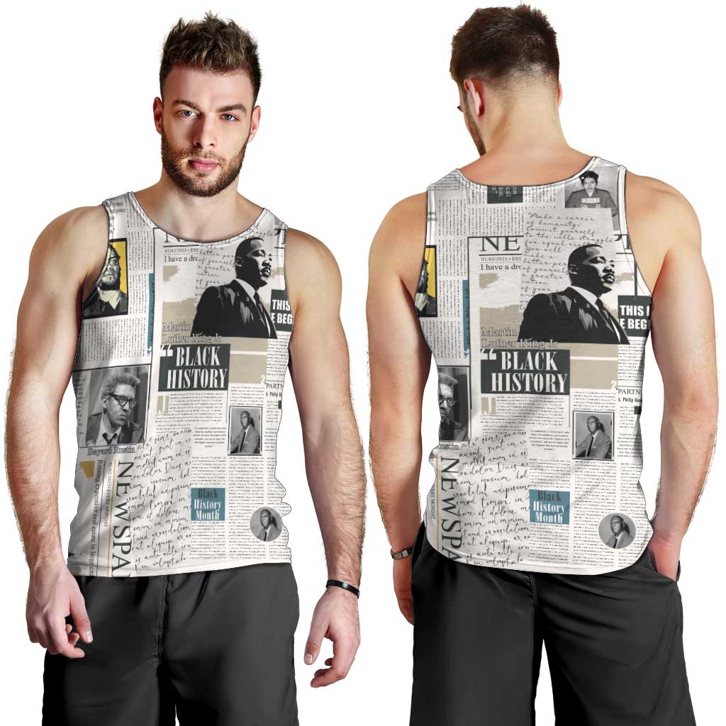 Civil Rights Leaders Men Tank Top Newspaper Print Style - Wonder Print Shop