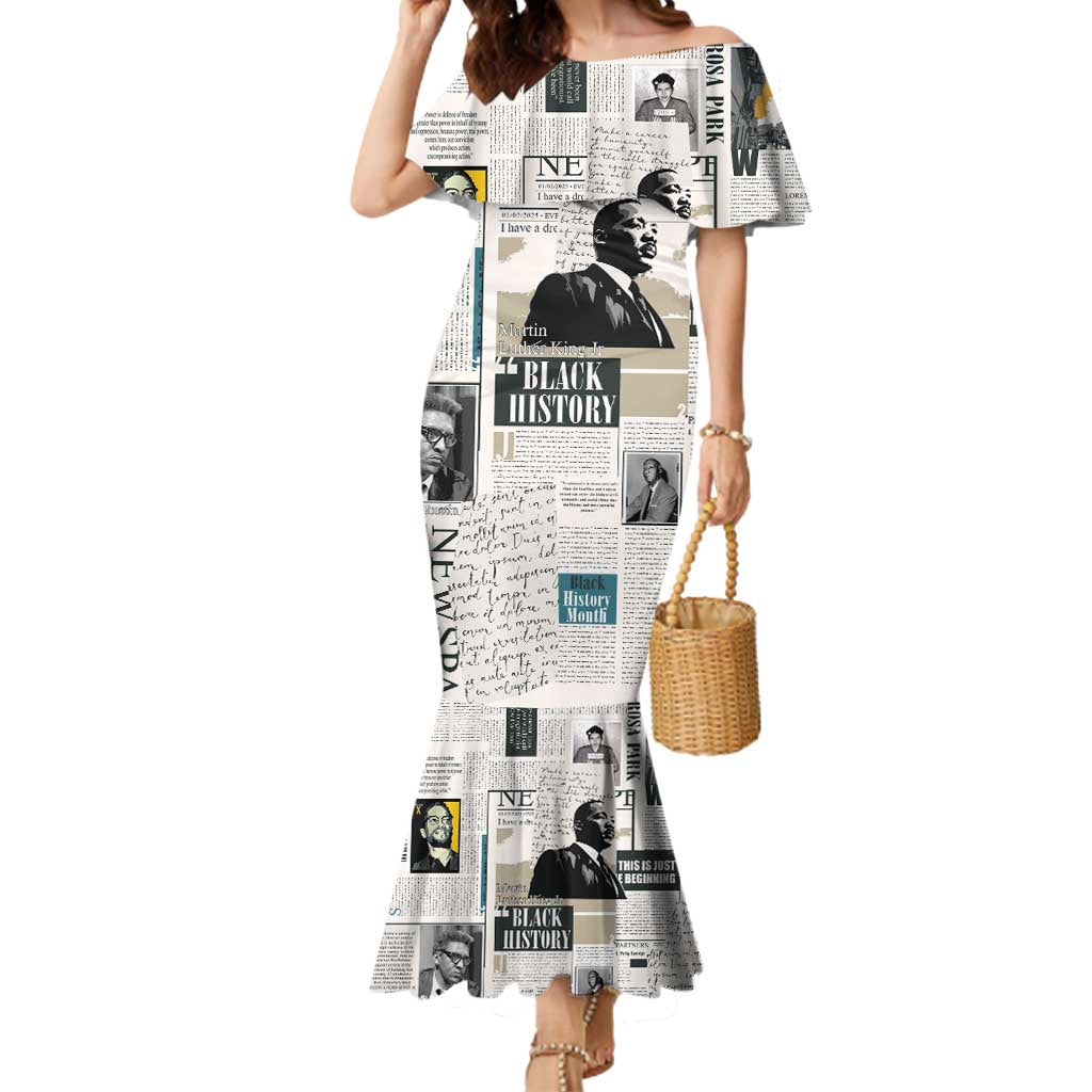 Civil Rights Leaders Mermaid Dress Newspaper Print Style - Wonder Print Shop