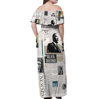 Civil Rights Leaders Off Shoulder Maxi Dress Newspaper Print Style - Wonder Print Shop