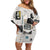 Civil Rights Leaders Off Shoulder Short Dress Newspaper Print Style - Wonder Print Shop