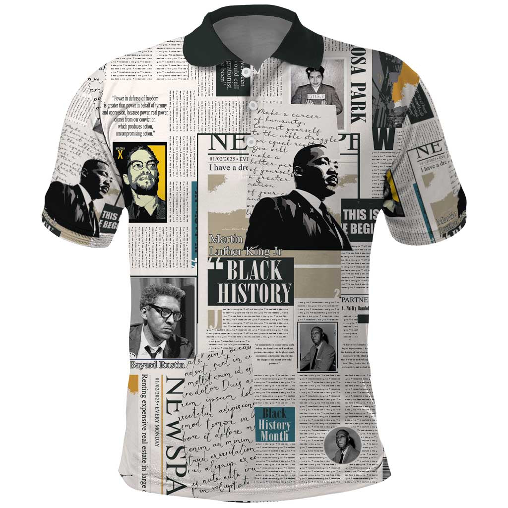 Civil Rights Leaders Polo Shirt Newspaper Print Style - Wonder Print Shop