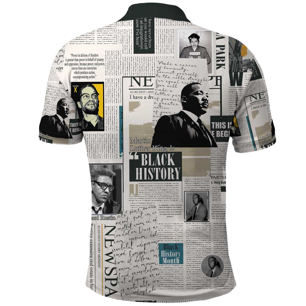 Civil Rights Leaders Polo Shirt Newspaper Print Style - Wonder Print Shop