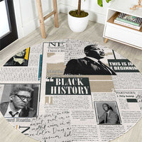 Civil Rights Leaders Round Carpet Newspaper Print Style