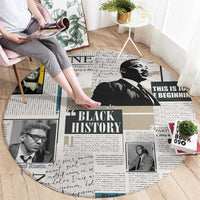 Civil Rights Leaders Round Carpet Newspaper Print Style