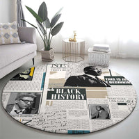 Civil Rights Leaders Round Carpet Newspaper Print Style