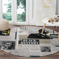 Civil Rights Leaders Round Carpet Newspaper Print Style
