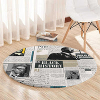 Civil Rights Leaders Round Carpet Newspaper Print Style