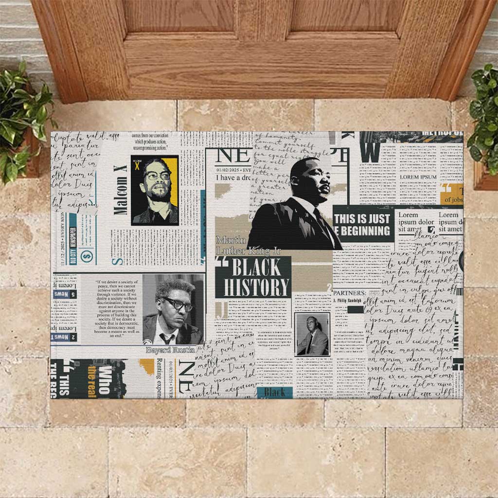 Civil Rights Leaders Rubber Doormat Newspaper Print Style - Wonder Print Shop