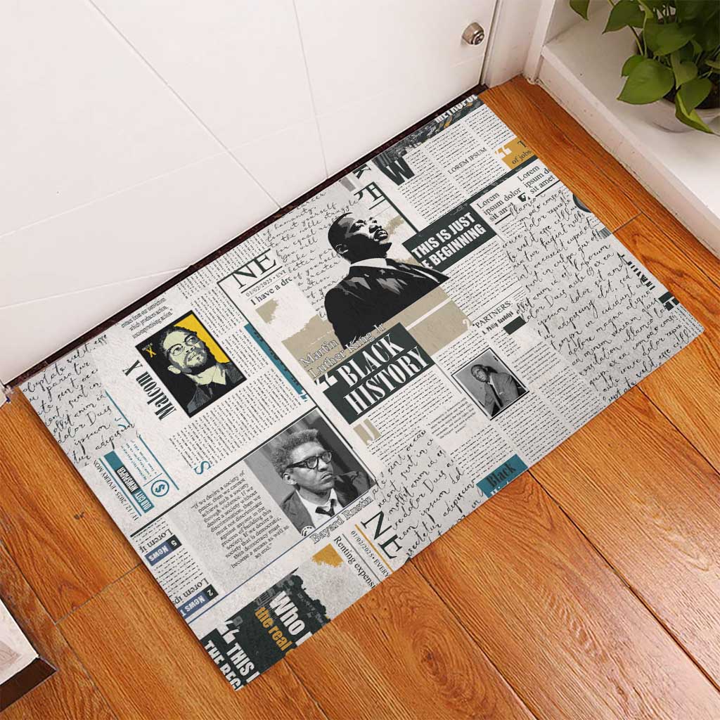 Civil Rights Leaders Rubber Doormat Newspaper Print Style - Wonder Print Shop