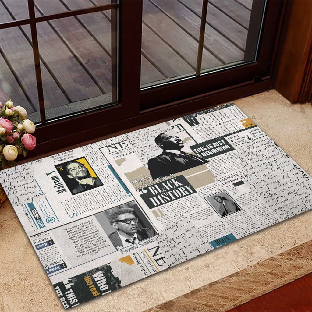 Civil Rights Leaders Rubber Doormat Newspaper Print Style - Wonder Print Shop