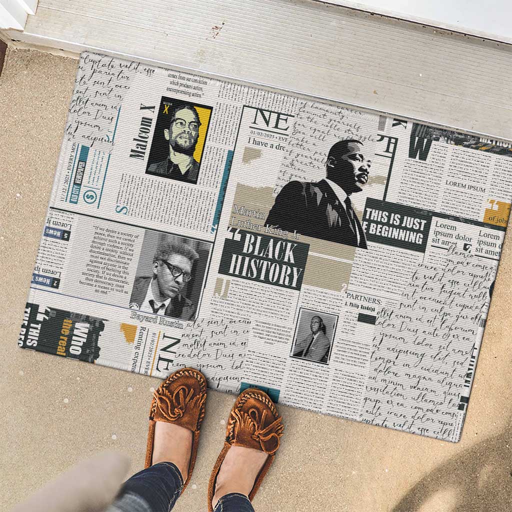 Civil Rights Leaders Rubber Doormat Newspaper Print Style - Wonder Print Shop