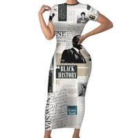 Civil Rights Leaders Short Sleeve Bodycon Dress Newspaper Print Style - Wonder Print Shop