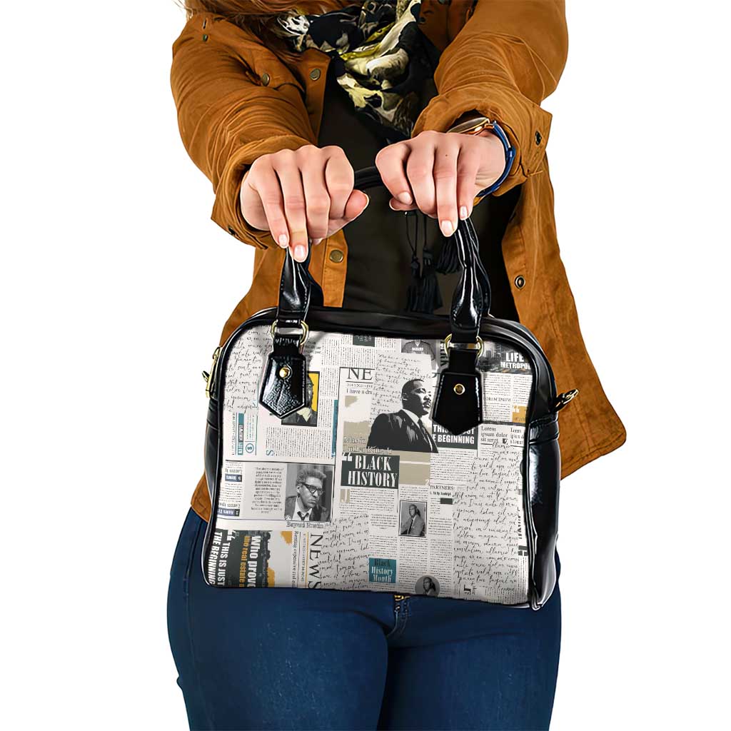 Civil Rights Leaders Shoulder Handbag Newspaper Print Style