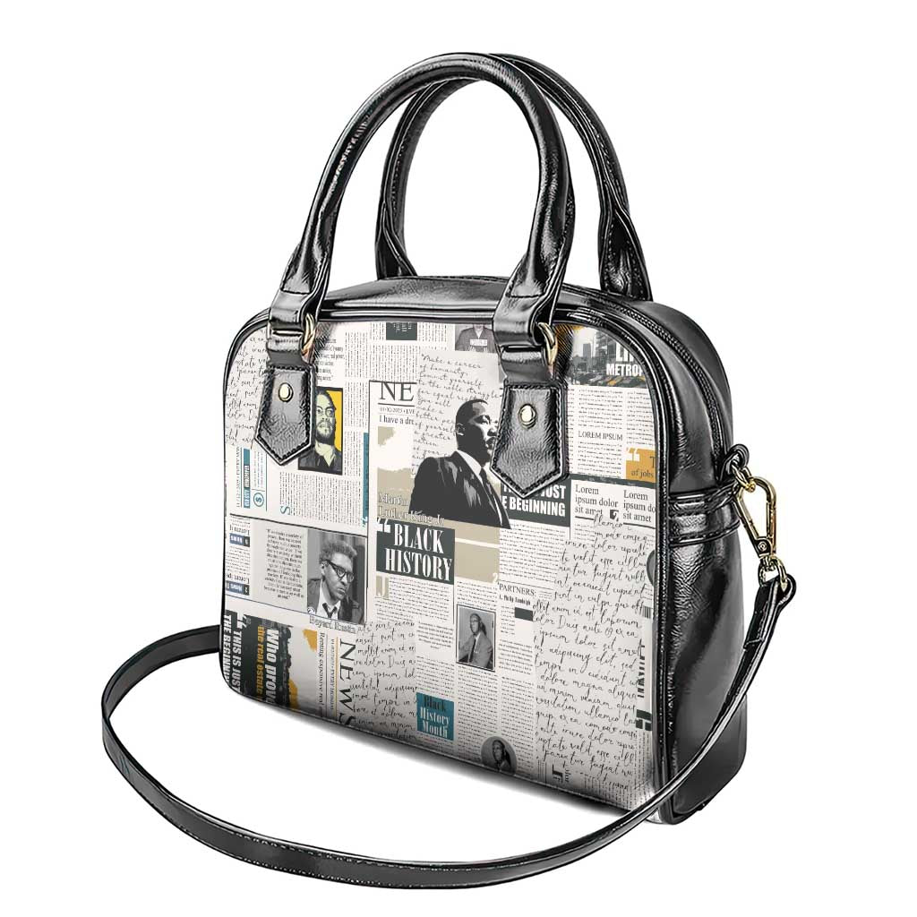 Civil Rights Leaders Shoulder Handbag Newspaper Print Style
