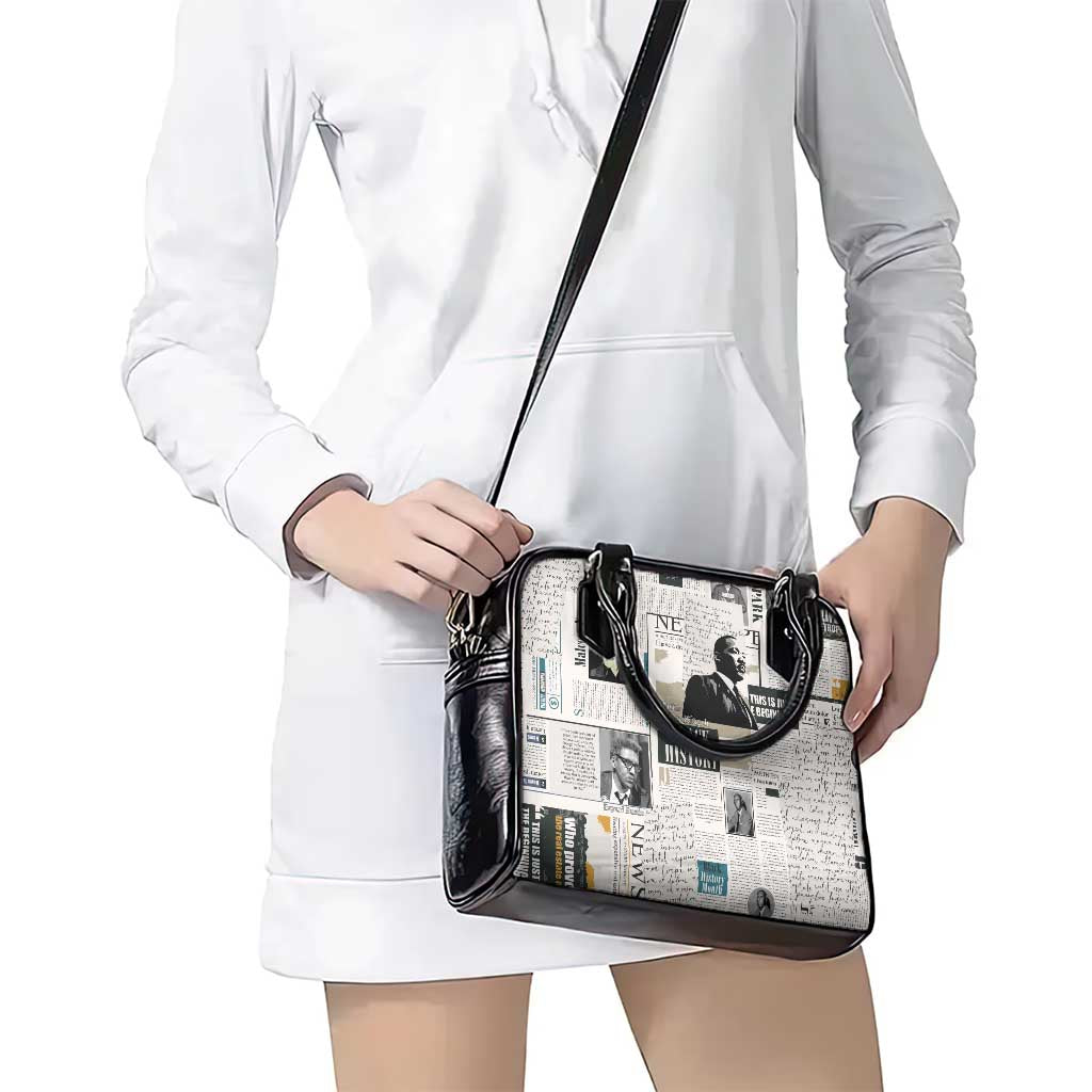 Civil Rights Leaders Shoulder Handbag Newspaper Print Style