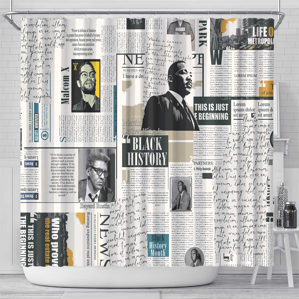 Civil Rights Leaders Shower Curtain Newspaper Print Style