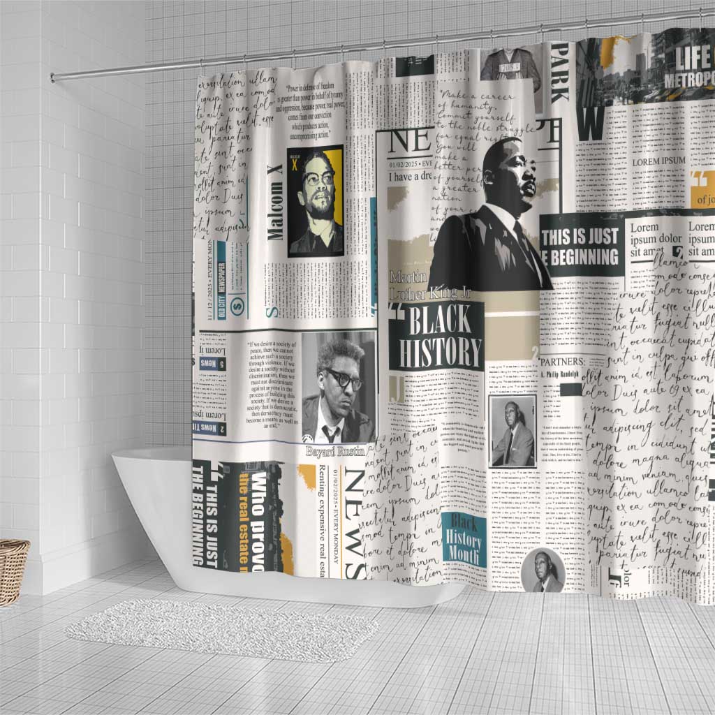 Civil Rights Leaders Shower Curtain Newspaper Print Style
