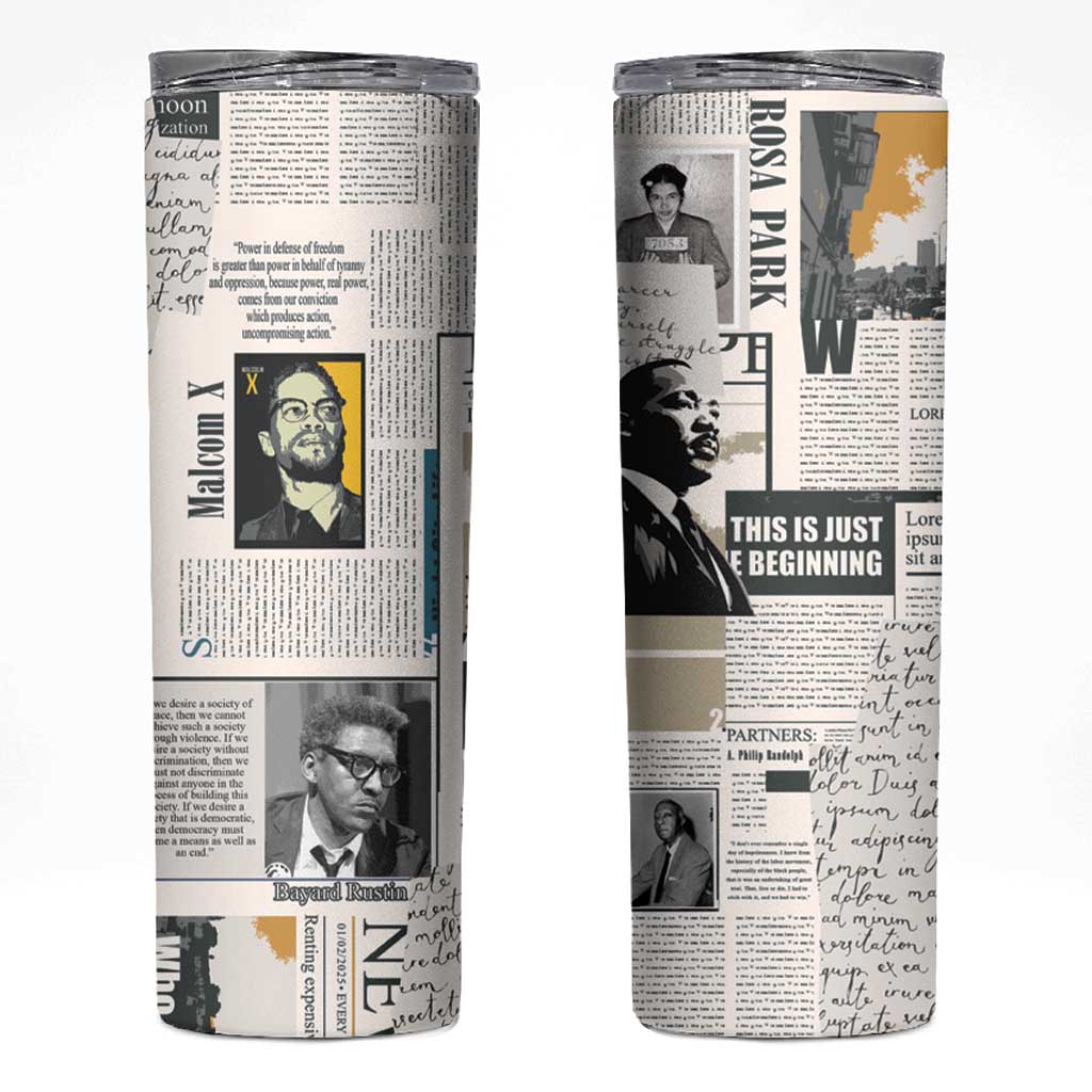 Civil Rights Leaders Skinny Tumbler Newspaper Print Style - Wonder Print Shop