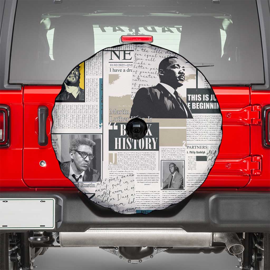 Civil Rights Leaders Spare Tire Cover Newspaper Print Style - Wonder Print Shop