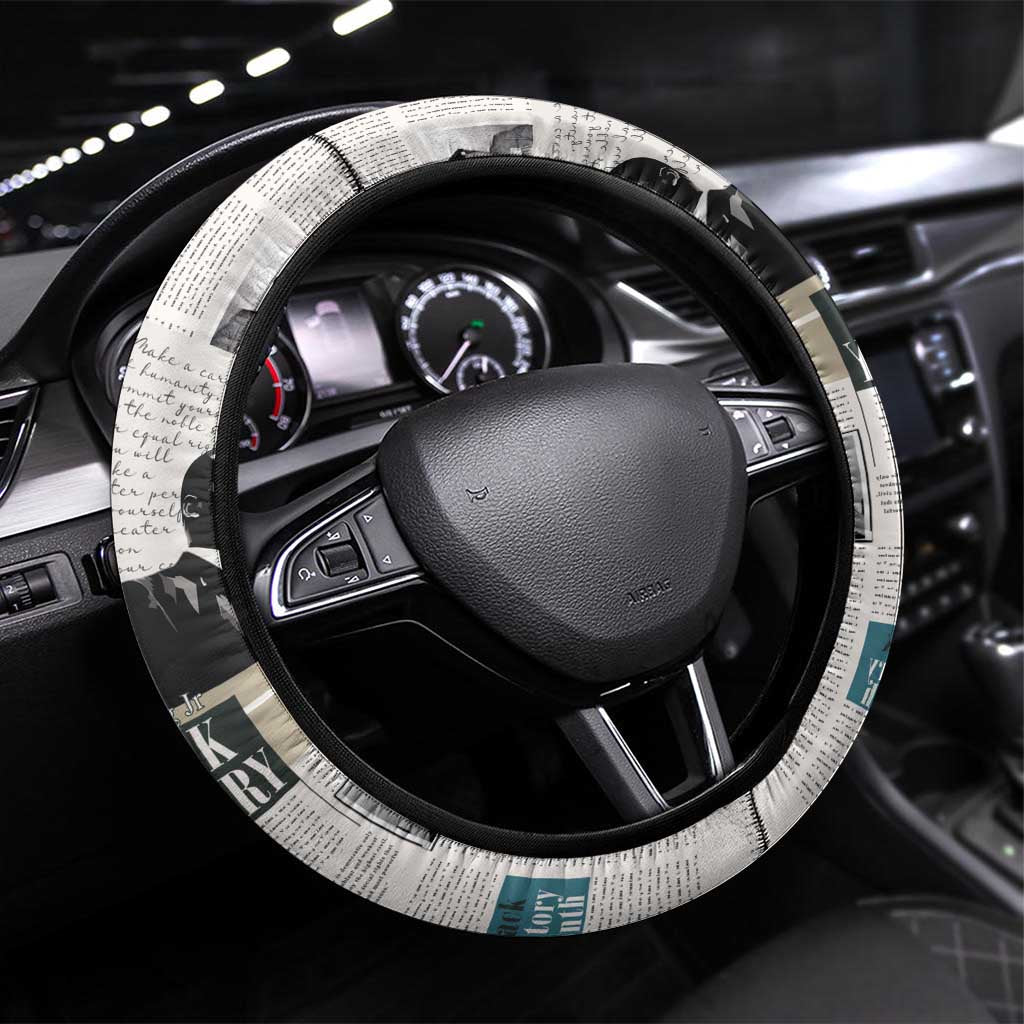 Civil Rights Leaders Steering Wheel Cover Newspaper Print Style - Wonder Print Shop