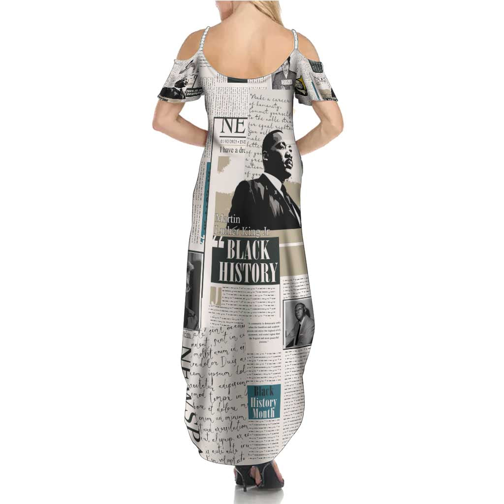 Civil Rights Leaders Summer Maxi Dress Newspaper Print Style - Wonder Print Shop