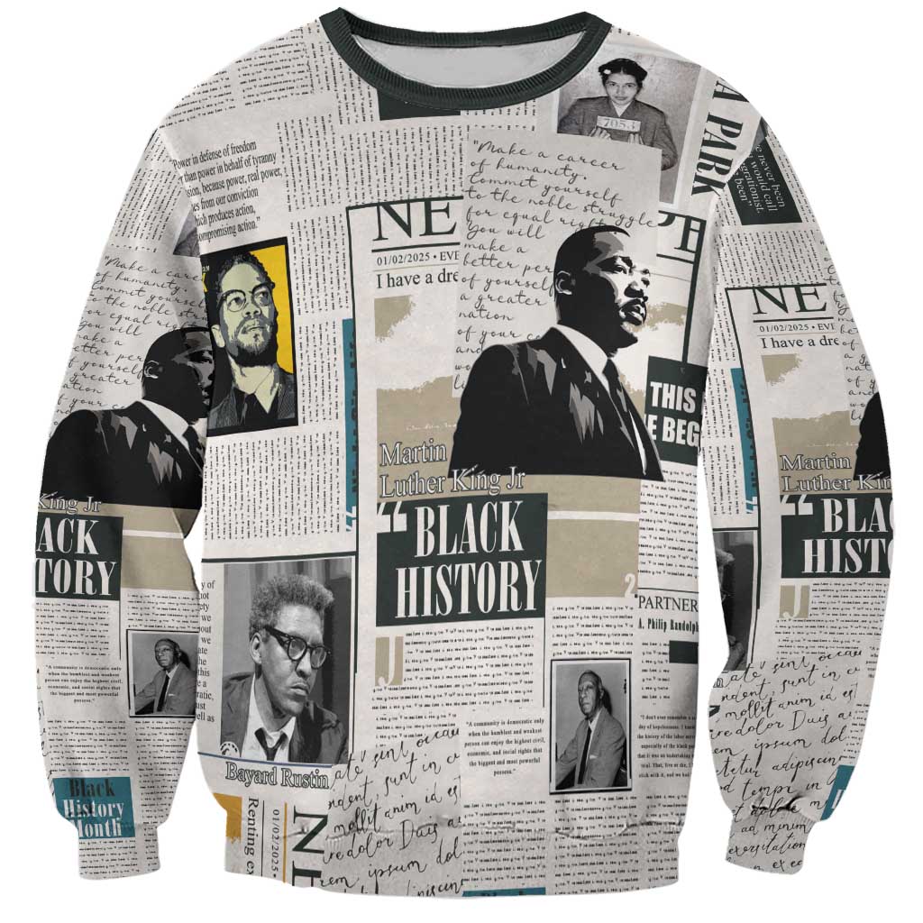 Civil Rights Leaders Sweatshirt Newspaper Print Style - Wonder Print Shop