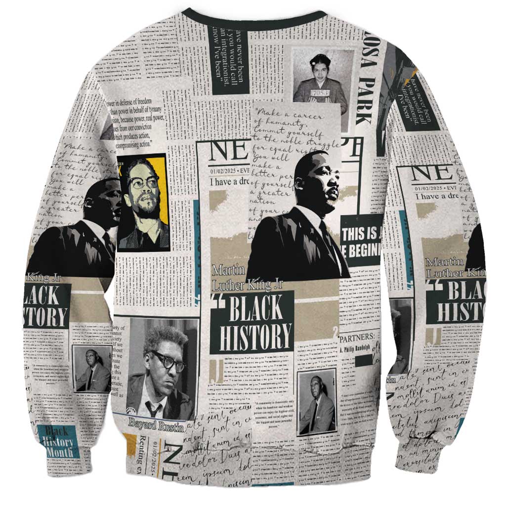 Civil Rights Leaders Sweatshirt Newspaper Print Style - Wonder Print Shop