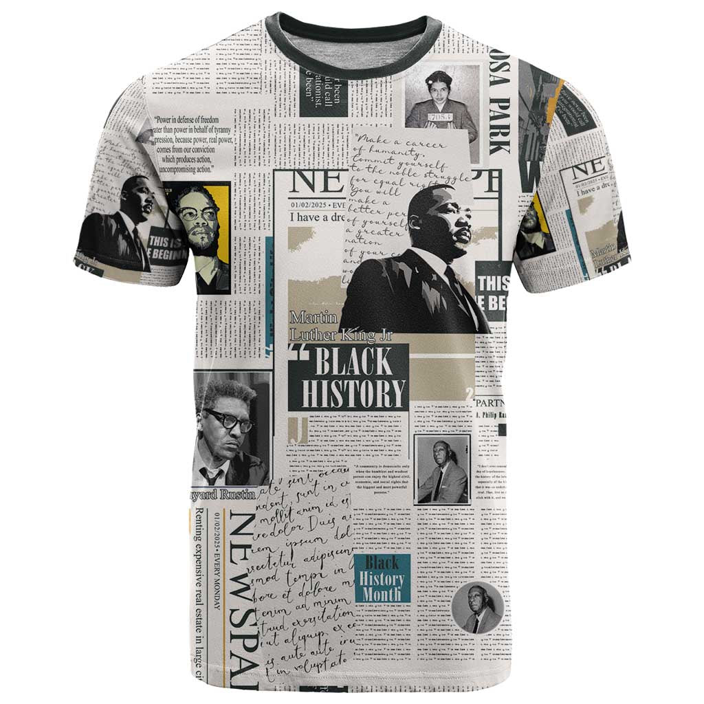 Civil Rights Leaders T Shirt Newspaper Print Style - Wonder Print Shop