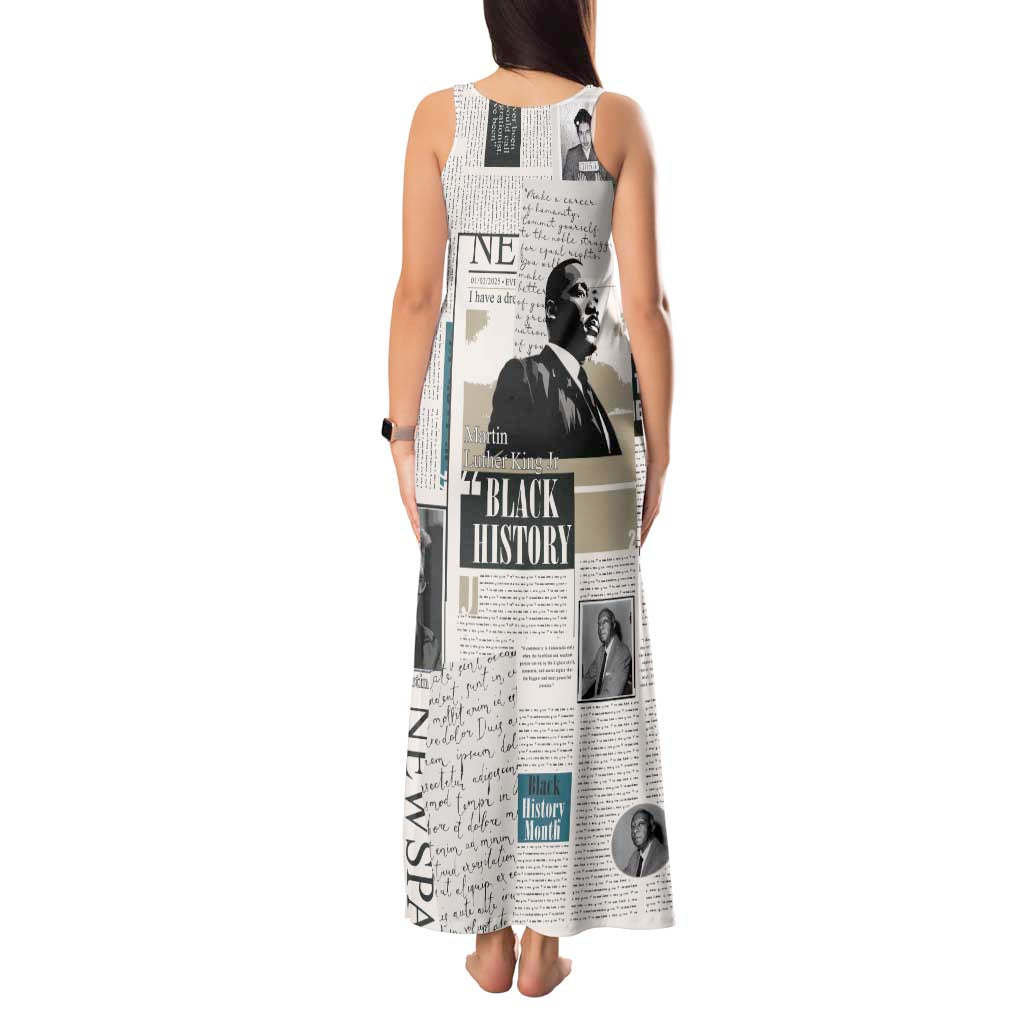 Civil Rights Leaders Tank Maxi Dress Newspaper Print Style - Wonder Print Shop