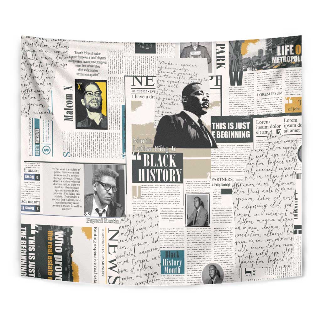 Civil Rights Leaders Tapestry Newspaper Print Style - Wonder Print Shop