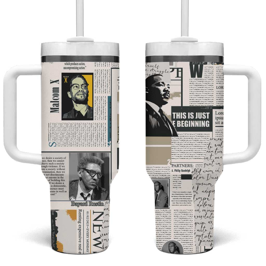 Civil Rights Leaders Tumbler With Handle Newspaper Print Style - Wonder Print Shop