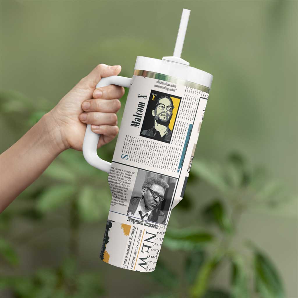 Civil Rights Leaders Tumbler With Handle Newspaper Print Style - Wonder Print Shop