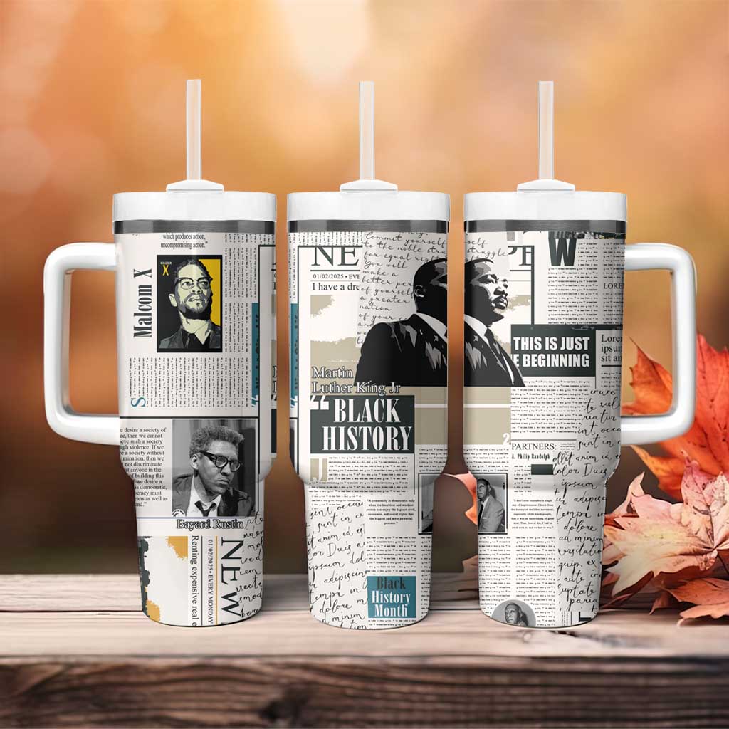 Civil Rights Leaders Tumbler With Handle Newspaper Print Style - Wonder Print Shop