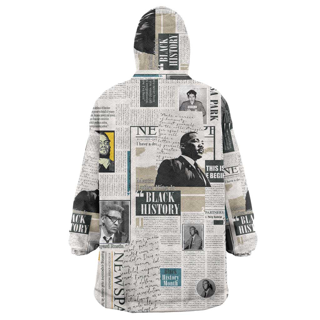 Civil Rights Leaders Wearable Blanket Hoodie Newspaper Print Style - Wonder Print Shop