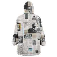 Civil Rights Leaders Wearable Blanket Hoodie Newspaper Print Style - Wonder Print Shop