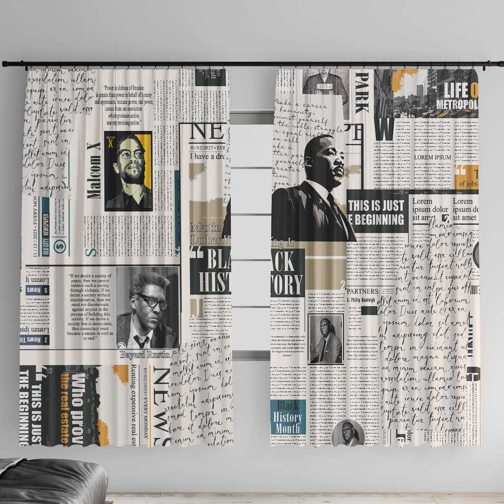 Civil Rights Leaders Window Curtain Newspaper Print Style - Wonder Print Shop