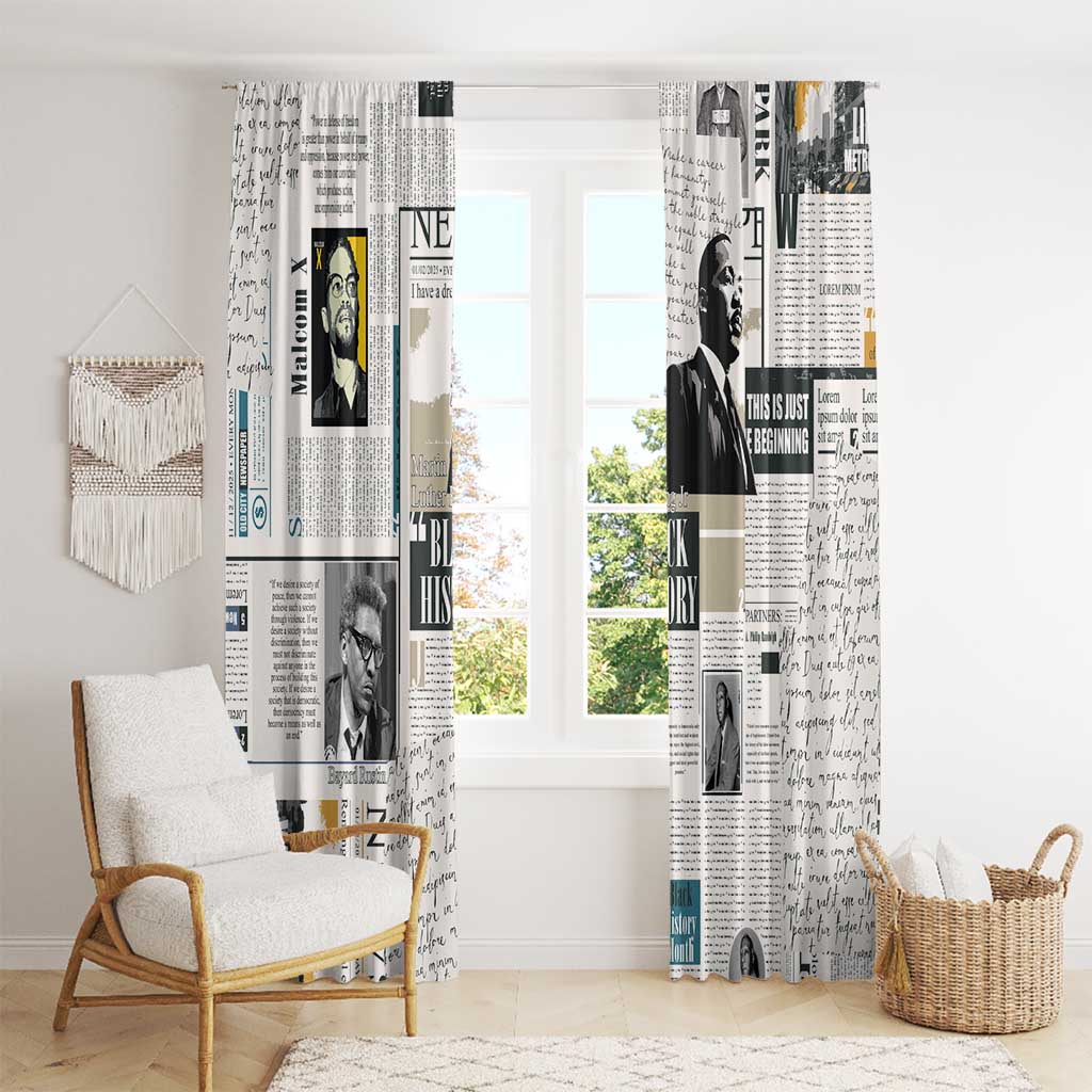 Civil Rights Leaders Window Curtain Newspaper Print Style - Wonder Print Shop