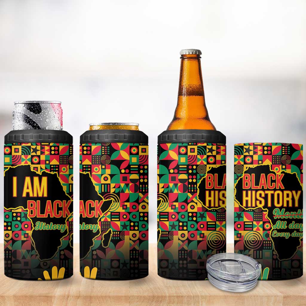 Black History Month 4 in 1 Can Cooler Tumbler I Am Black History - Wonder Print Shop