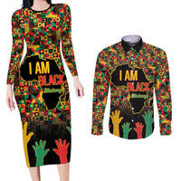 Black History Month Couples Matching Long Sleeve Bodycon Dress and Long Sleeve Button Shirt I Am Black History - Wonder Print Shop