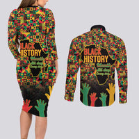 Black History Month Couples Matching Long Sleeve Bodycon Dress and Long Sleeve Button Shirt I Am Black History - Wonder Print Shop