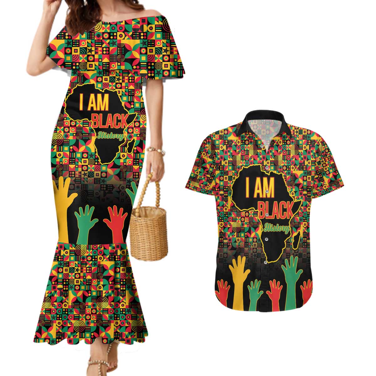 Black History Month Couples Matching Mermaid Dress and Hawaiian Shirt I Am Black History - Wonder Print Shop