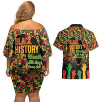 Black History Month Couples Matching Off Shoulder Short Dress and Hawaiian Shirt I Am Black History - Wonder Print Shop