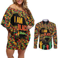 Black History Month Couples Matching Off Shoulder Short Dress and Long Sleeve Button Shirt I Am Black History - Wonder Print Shop