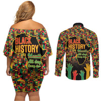 Black History Month Couples Matching Off Shoulder Short Dress and Long Sleeve Button Shirt I Am Black History - Wonder Print Shop