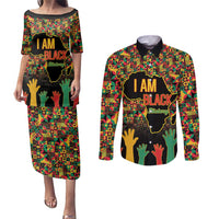 Black History Month Couples Matching Puletasi and Long Sleeve Button Shirt I Am Black History - Wonder Print Shop